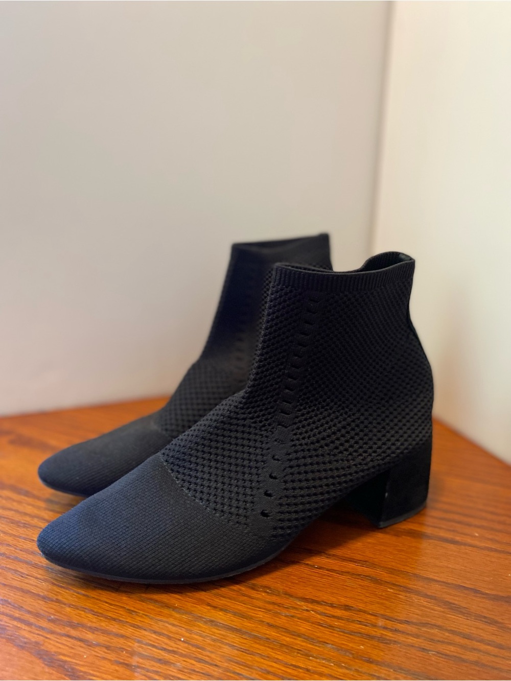 Eileen Fisher Black Knit Ankle Booties